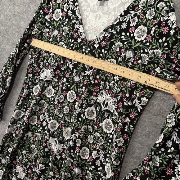 J. Jill Wearever Collection Dress‎ Womans Sz M Black Floral Trapeze Stretch - Picture 6 of 6